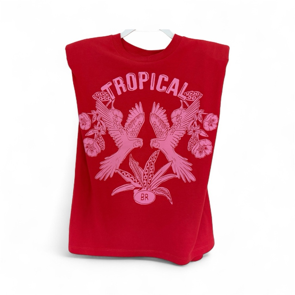 FARM Rio Vibrant Red Tropical Tee